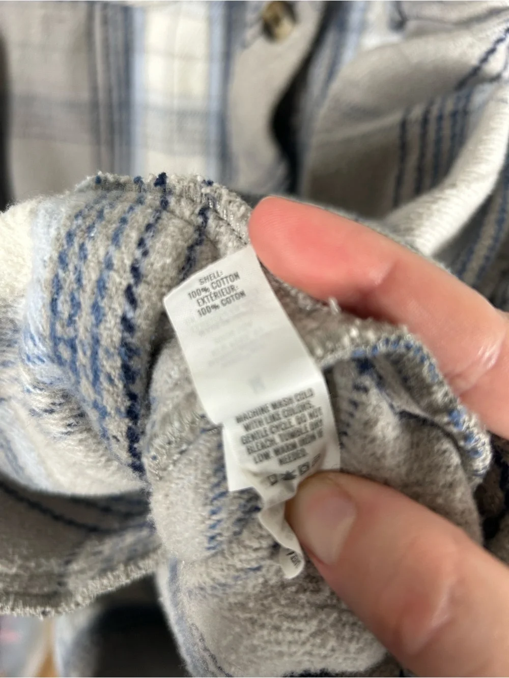 Aerie Oversized Plaid Cotton Flannel Long Shacket Chilly Blue Grey Button Up M